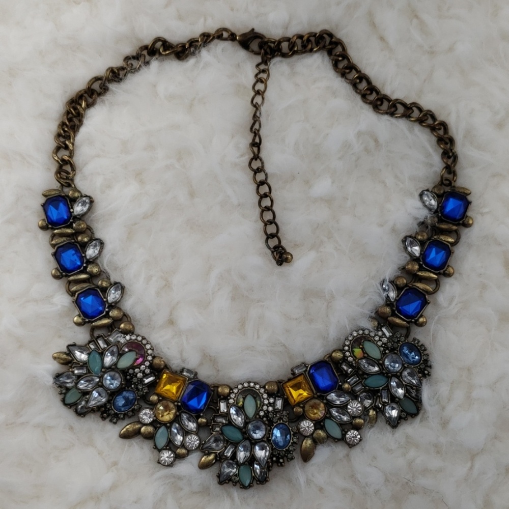Blue and Orange Statement Necklace - Picture 4 of 4